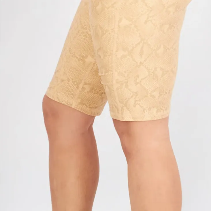 Electric Yoga Python Biker Shorts Nude Beige Stretch High Rise Women Small NEW - Image 2