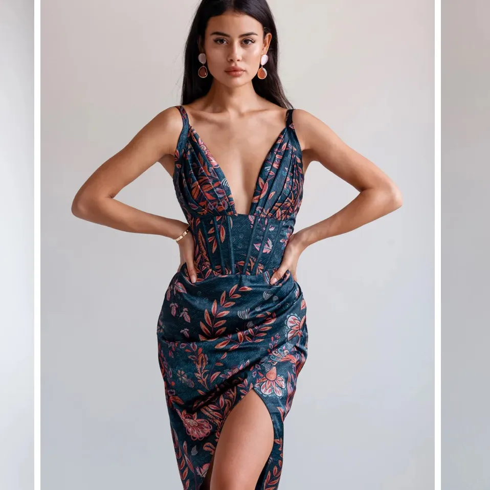 Asymmetrical averie HALLEY DRAPED MIDI dress NWT $168 revolve formal party xxl Blue - Image 5