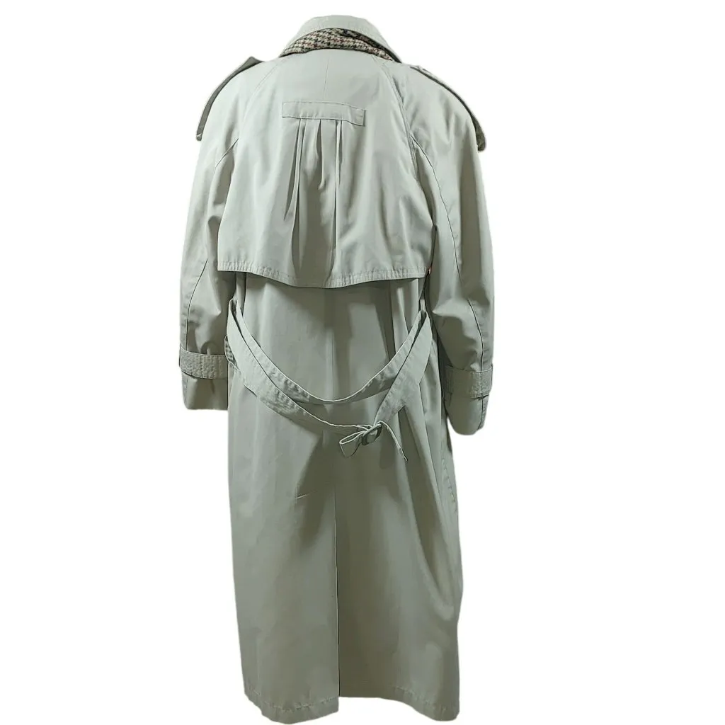 London Towne Beige Trench Coat Jacket Size 6 Vintage Plaid Liner Belt Scarf Tan - Image 2