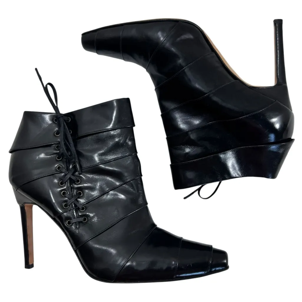 Manolo Blahnik M-Fertiti Fodera Leather Ankle Stiletto Boots - Image 2