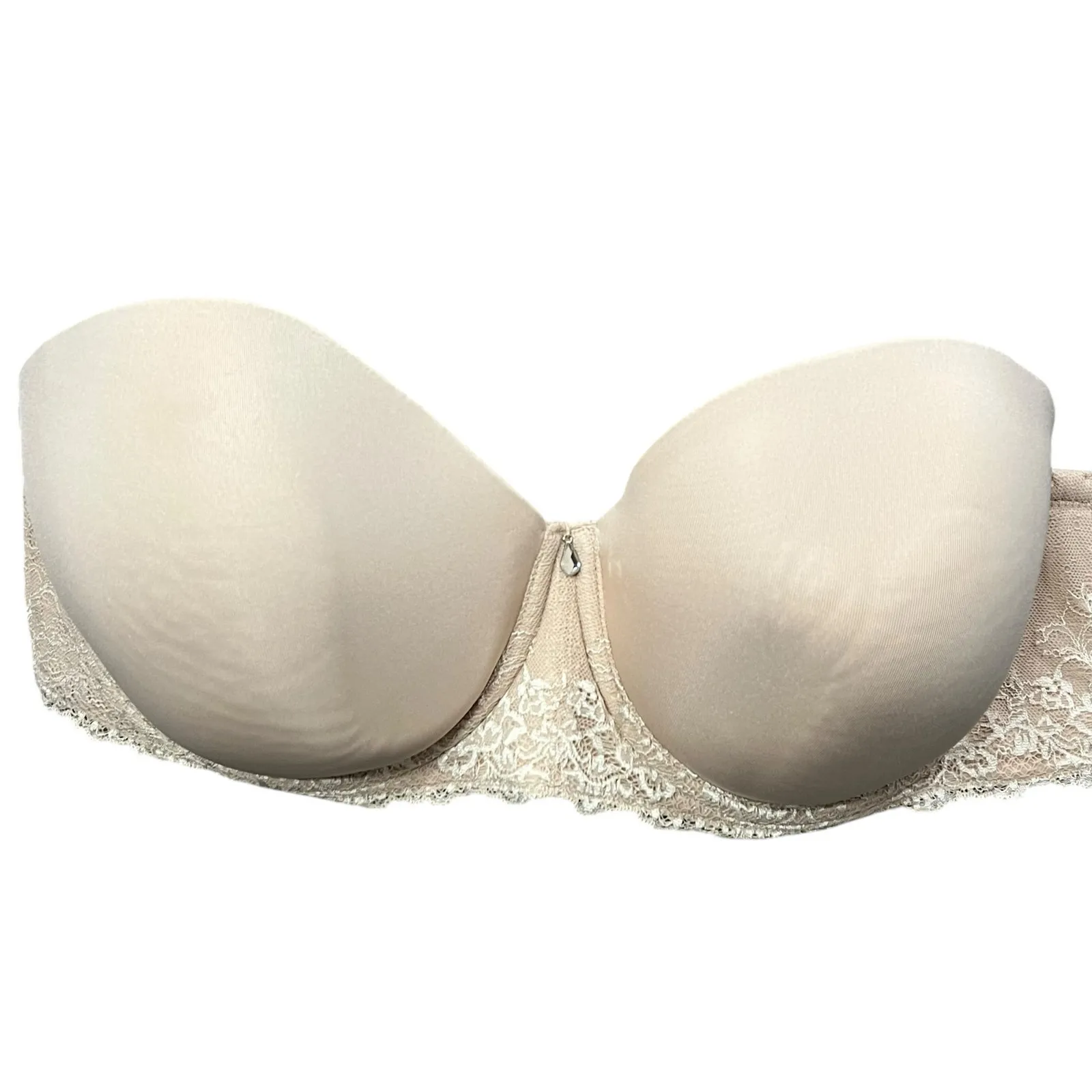 Torrid Strapless Bra Womens 42D Beige Lightly Lined Lace Underwire Comfort - Image 2