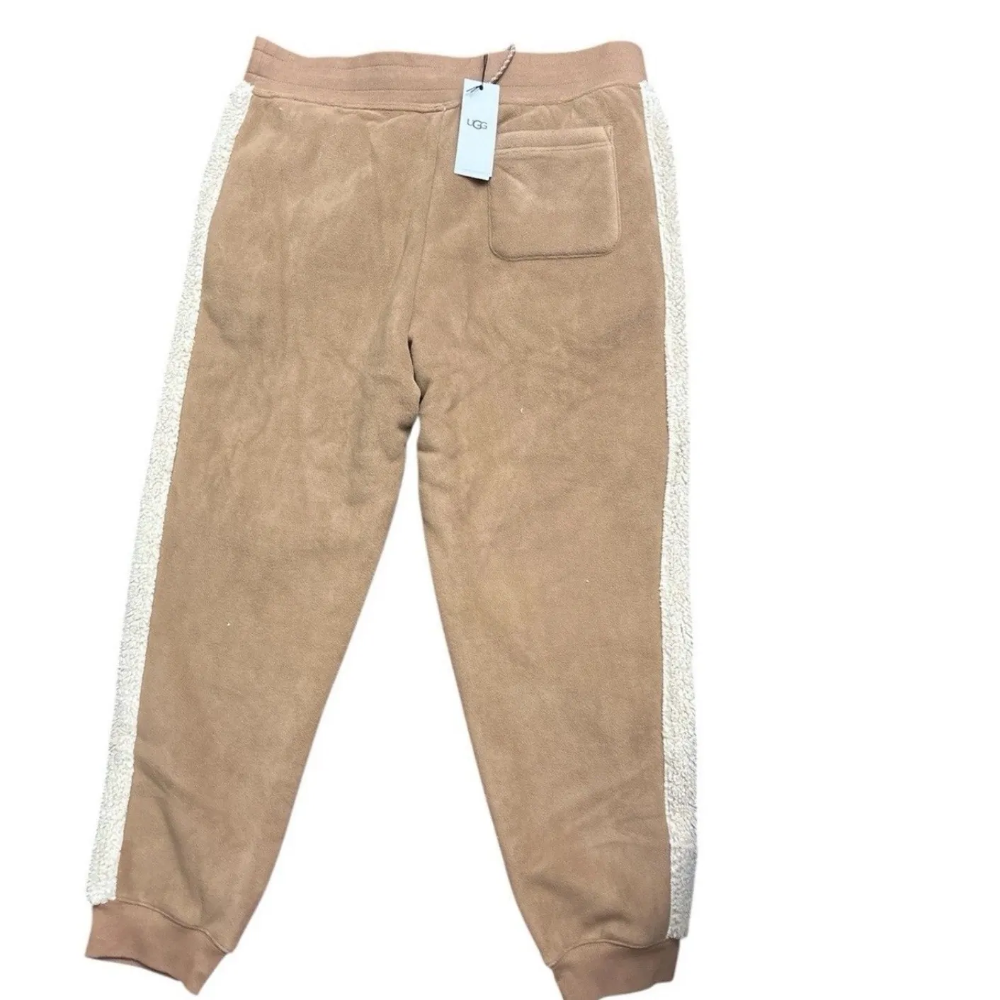 UGG Sherpa Trim Jogger Sweatpants Tan Fleece Lined Cozy Loungewear Size S - Image 11