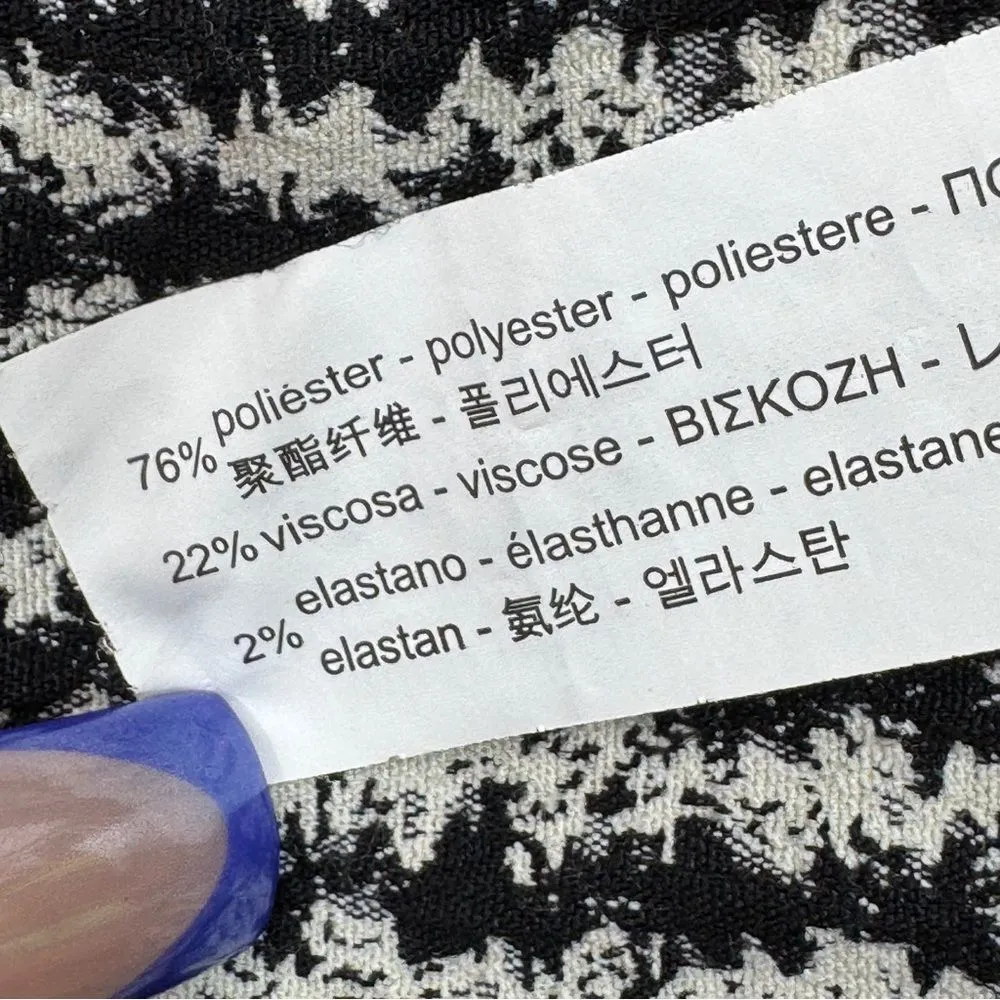 Zara Houndstooth Check Bell Cuff Shift Mini Dress Black‎ Cream Medium - Image 12