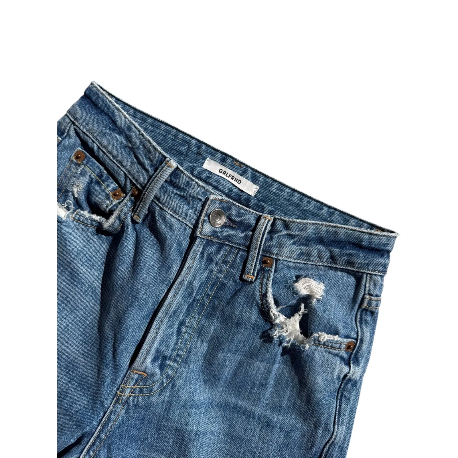 GRLFRND Mica High Rise Straight Leg Distressed Organic Cotton Jeans Size‎ 23 - Image 4