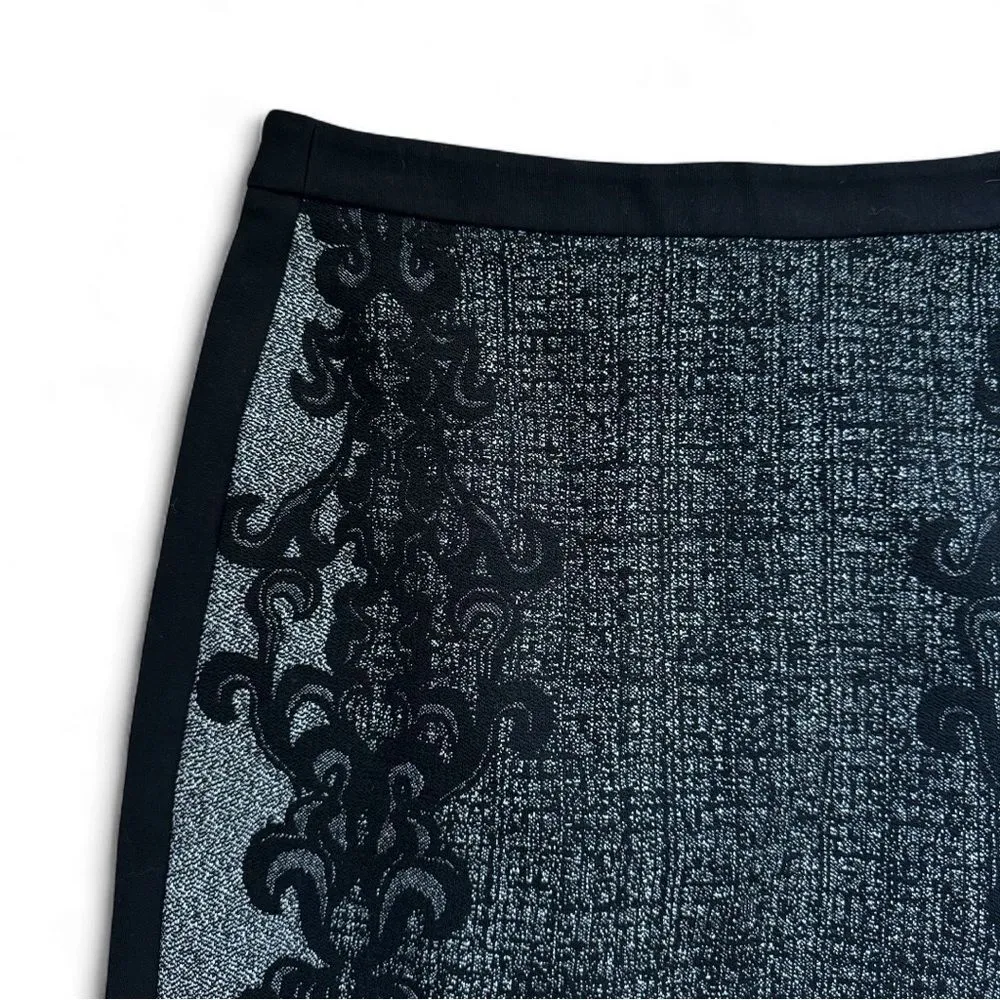 Diane Von Furstenberg Wool Blend Black Floral Lace Pencil Skirt Size 8 - Image 2