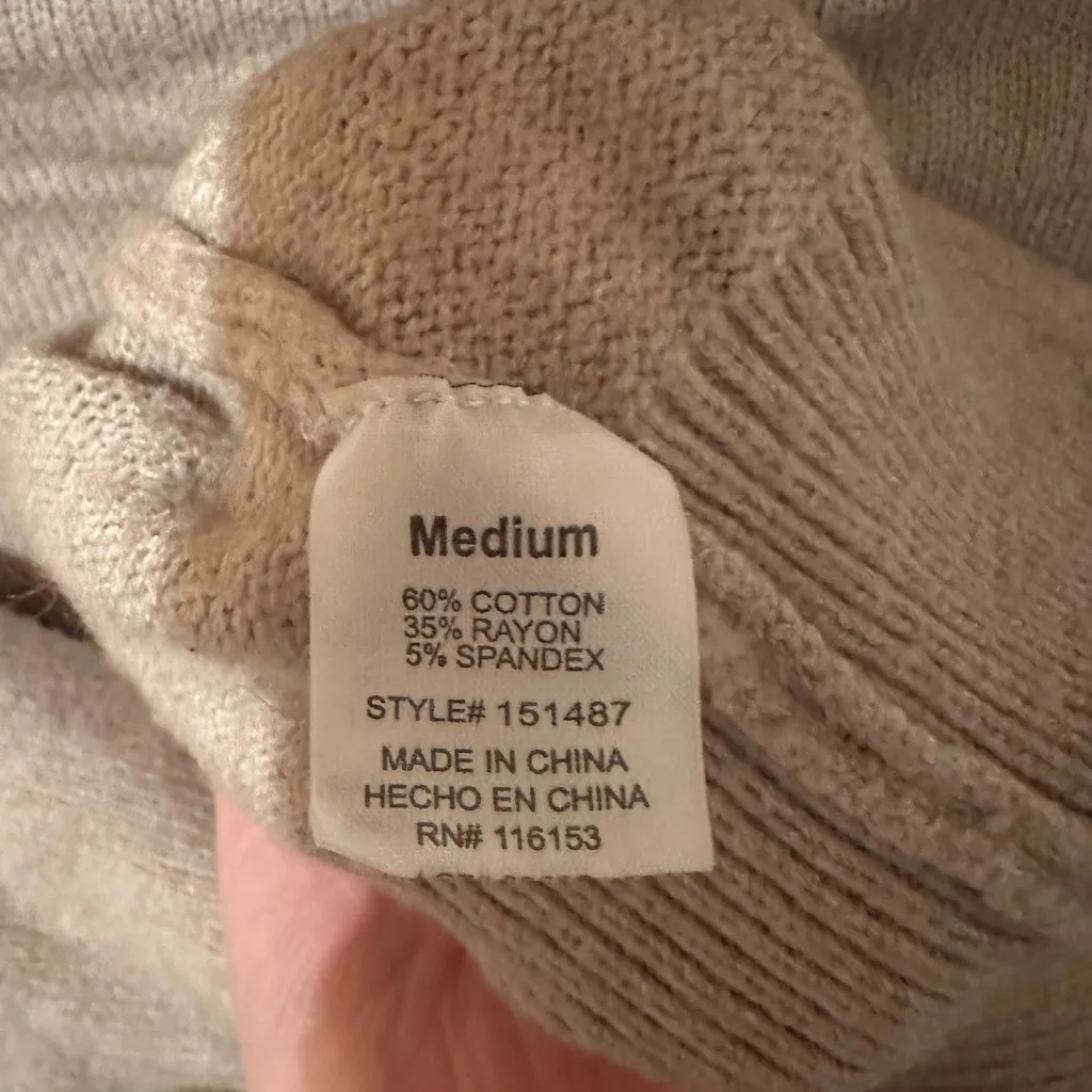 Cozy Tan Cowl Neck Sweater Size M - Image 5