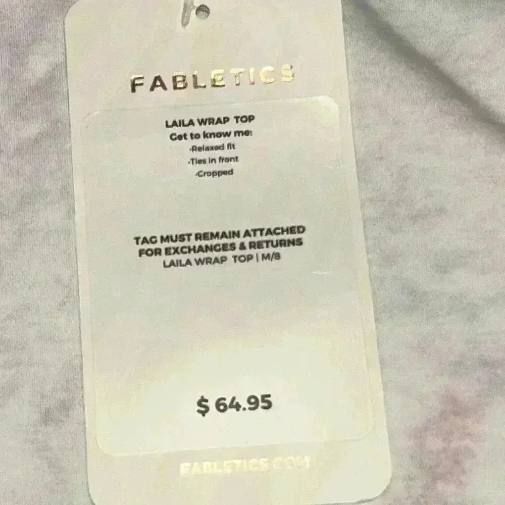 FABLETICS Laila Wrap, cropped floral pink, white green, peach Top Size M new - Image 9