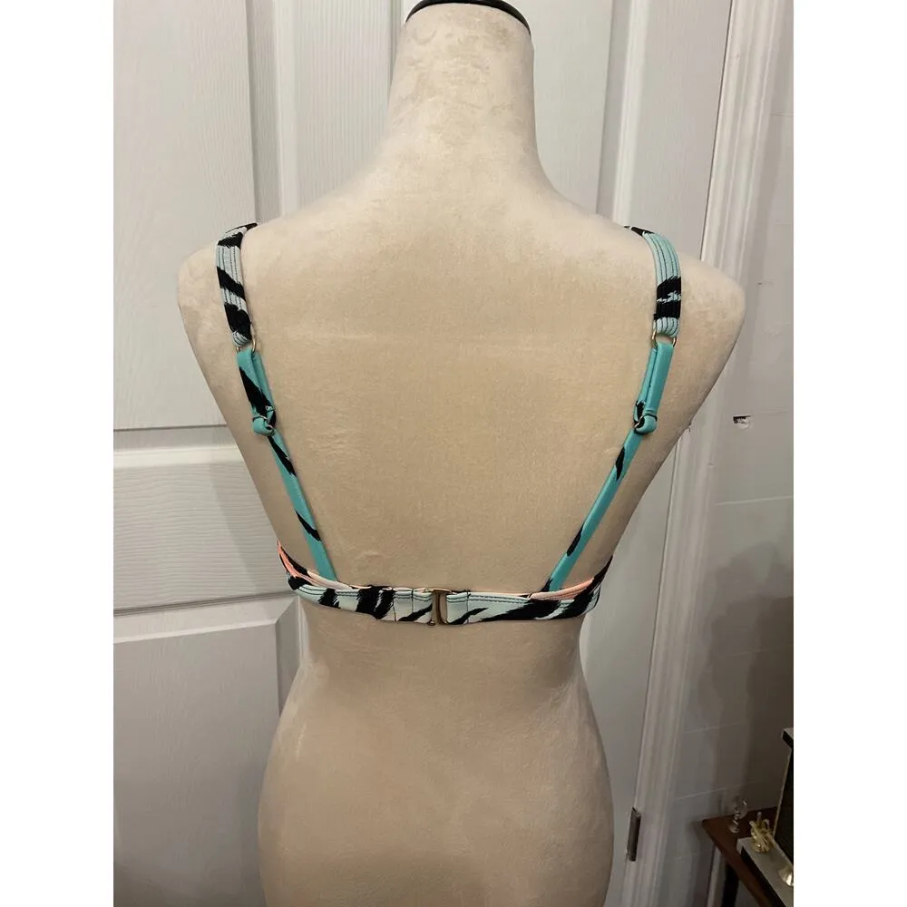 Sugar Beach Zebra Cut Out Pastel Bralette Bikini Top, M Size M - Image 3