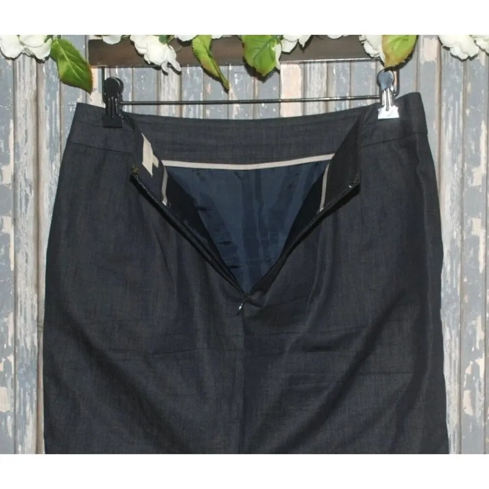 Ann Taylor LOFT Ladies Dark Blue Skirt Size 6 Petite Pockets Lined Slit Career - Image 4