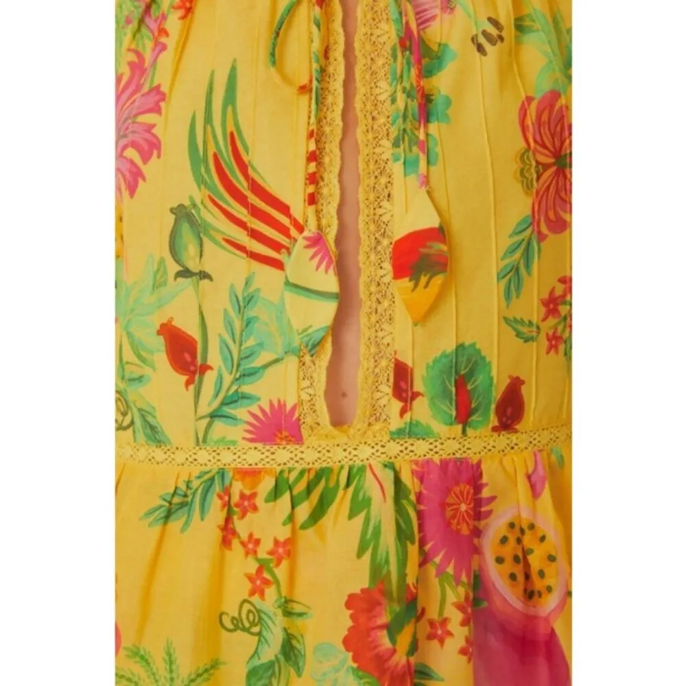 💕FARM RIO💕 Yellow Delicate Fruit Garden Sleeveless Blouse ~ Medium NWT - Image 11