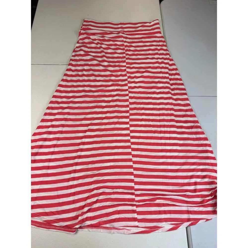 Brat Star Maxi Skirt Red White Striped Tiered High Waist Casual Size L - Image 7