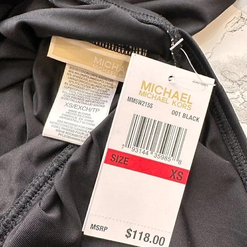 #42 NWT Michael Michael Kors Tankini Top in Black Size XS - Image 3