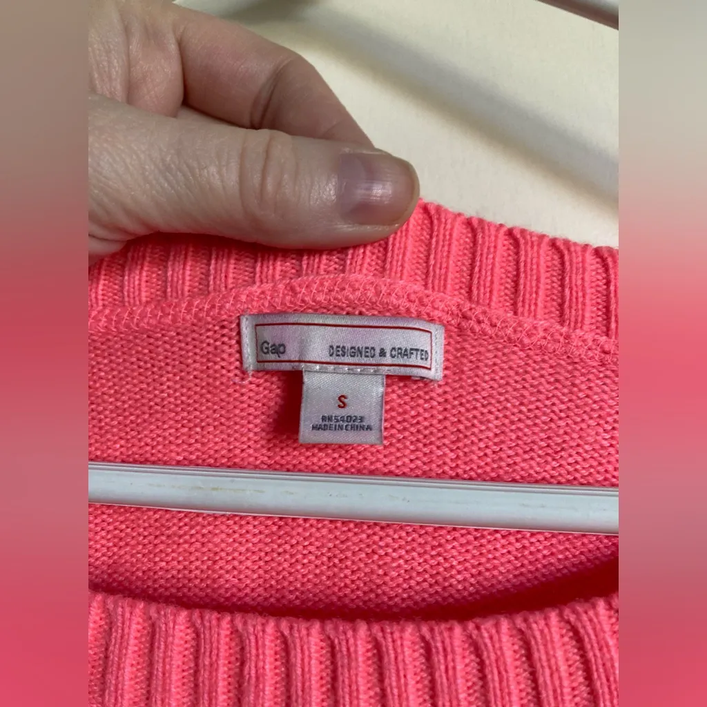 🌞GAP Dorito Solid Neon Double Pink Wool Blend Long Sleeve Sweater #Gr - Image 2