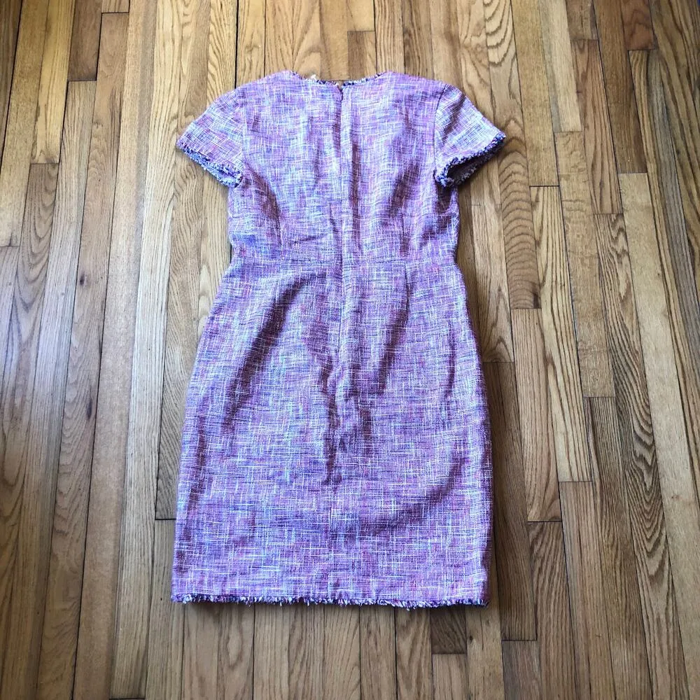 Banana Republic NWT Women's Pink Faux Wrap Tweed Boucle Dress Size 14 - Image 11