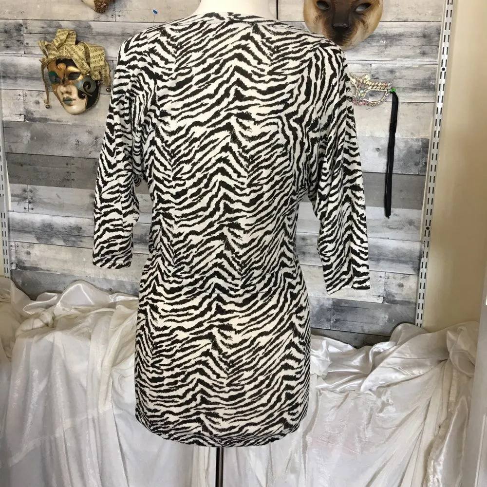 Zebra animal print cinched tie waist poof dress Sm - Image 3