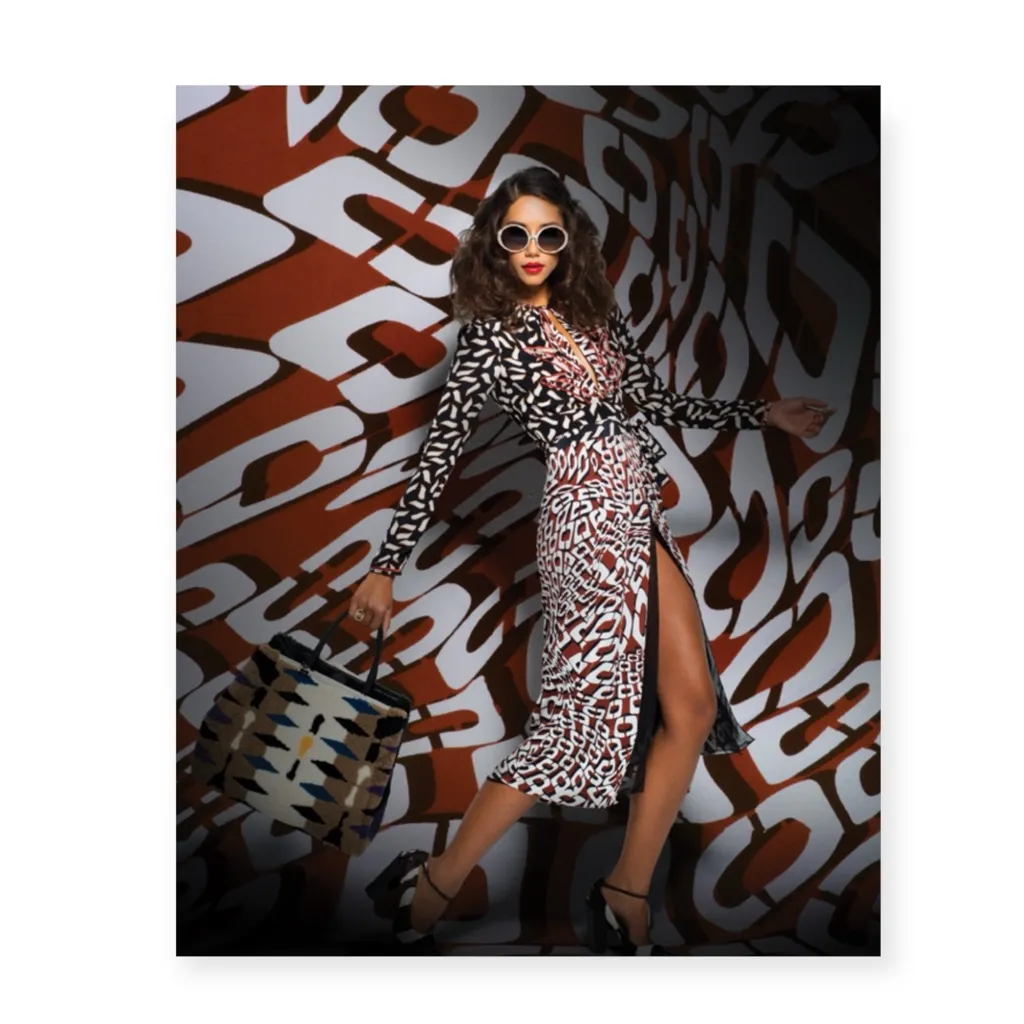 DVF ★ Amy Adams Celeb Red Carpet Vikuna Silk Wrap Dress ★ Warp Chain Print ★ 2 - Image 2