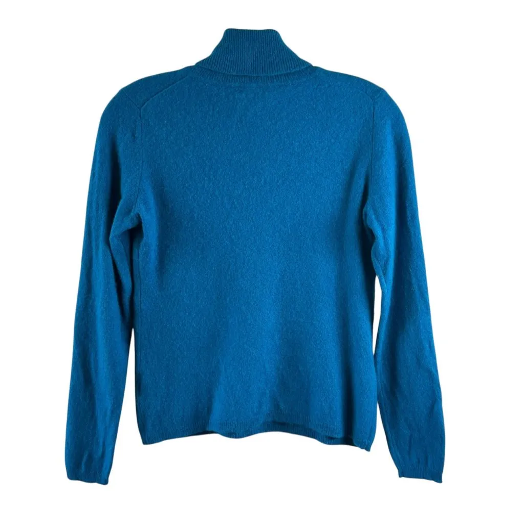 Peacock Blue 100% Cashmere Turtleneck Sweater by Charter Club Size Small - Image 4