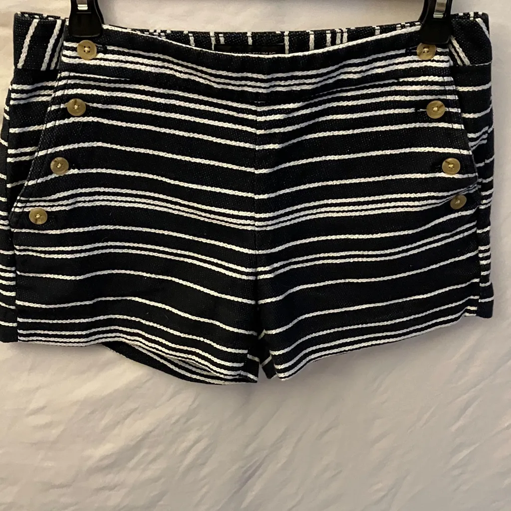 Banana Republic: Black & White Nautical Striped Shorts- Cotton Blend- 2 - Image 5