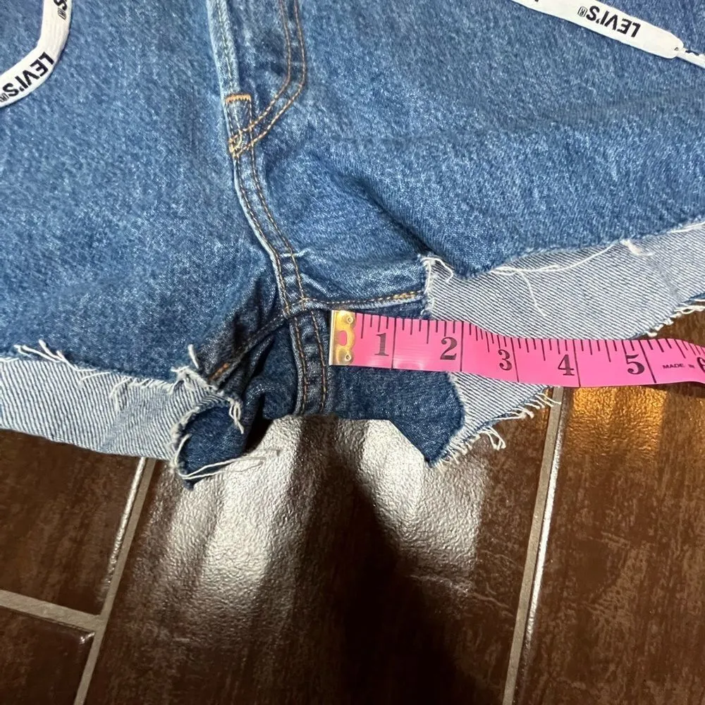 Levi's 501 High Rise Logo Drawstring Button Fly Denim Short Sz 29 - Image 11