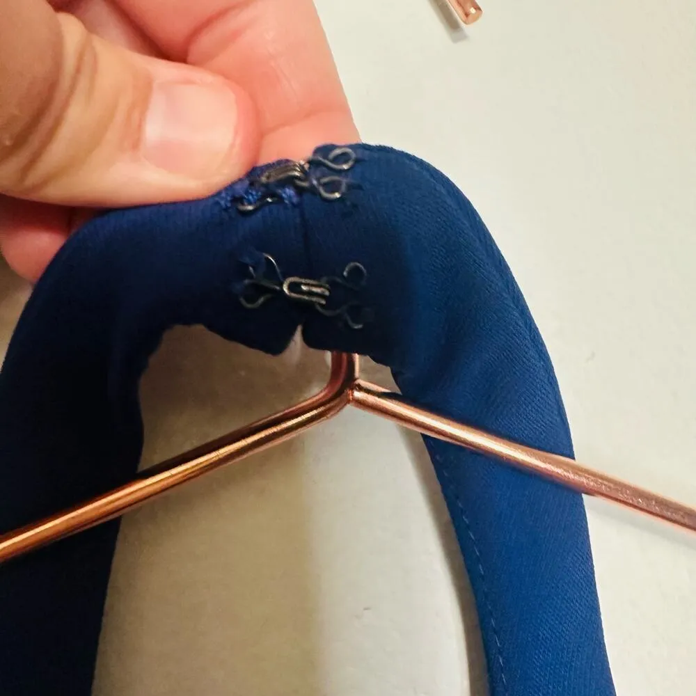 AMANDA UPRICHARD Royal Blue Halter Neckline Fitted Side Slit Gown Size Small - Image 15