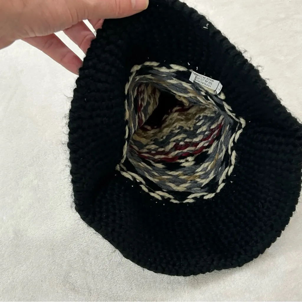 Crochet Knitted Casual Fisherman Jacquard Black Outdoor Bucket Hat Cap Women’s - Image 4