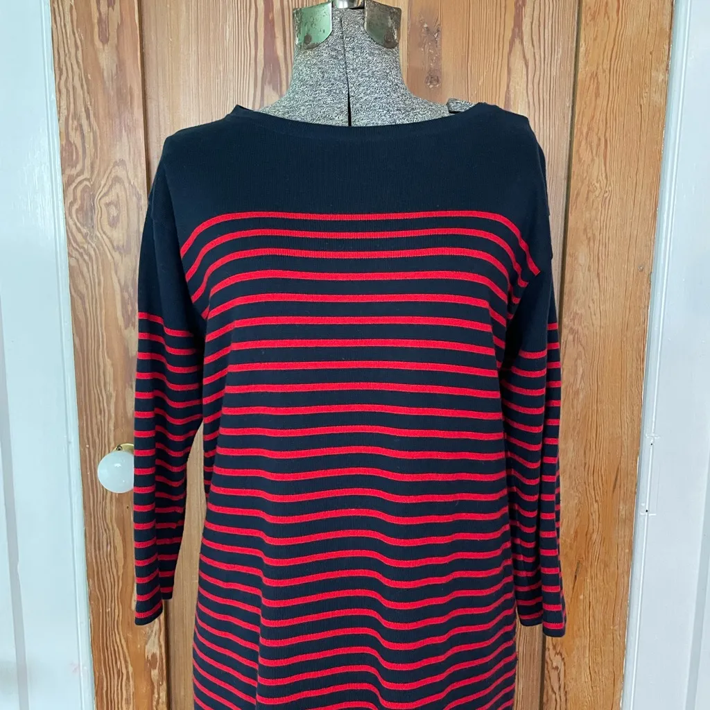 Mads Nørgaard Copenhagen Scandi Red & Navy Stripe Long Sleeve Sweater Dress~S Blue - Image 3