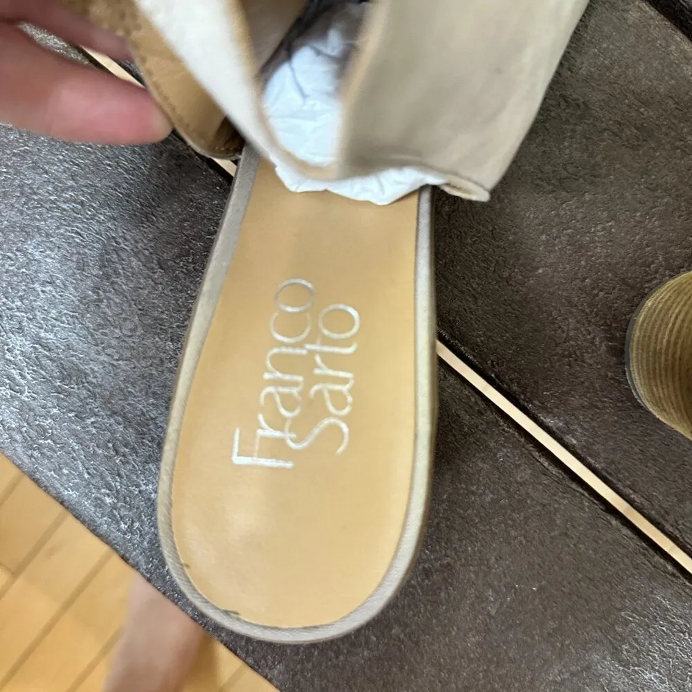 Franco Sarto Helix Nubuck Ankle Boots Block Heel Shooties Open Toe Pumps Size 8 - Image 10