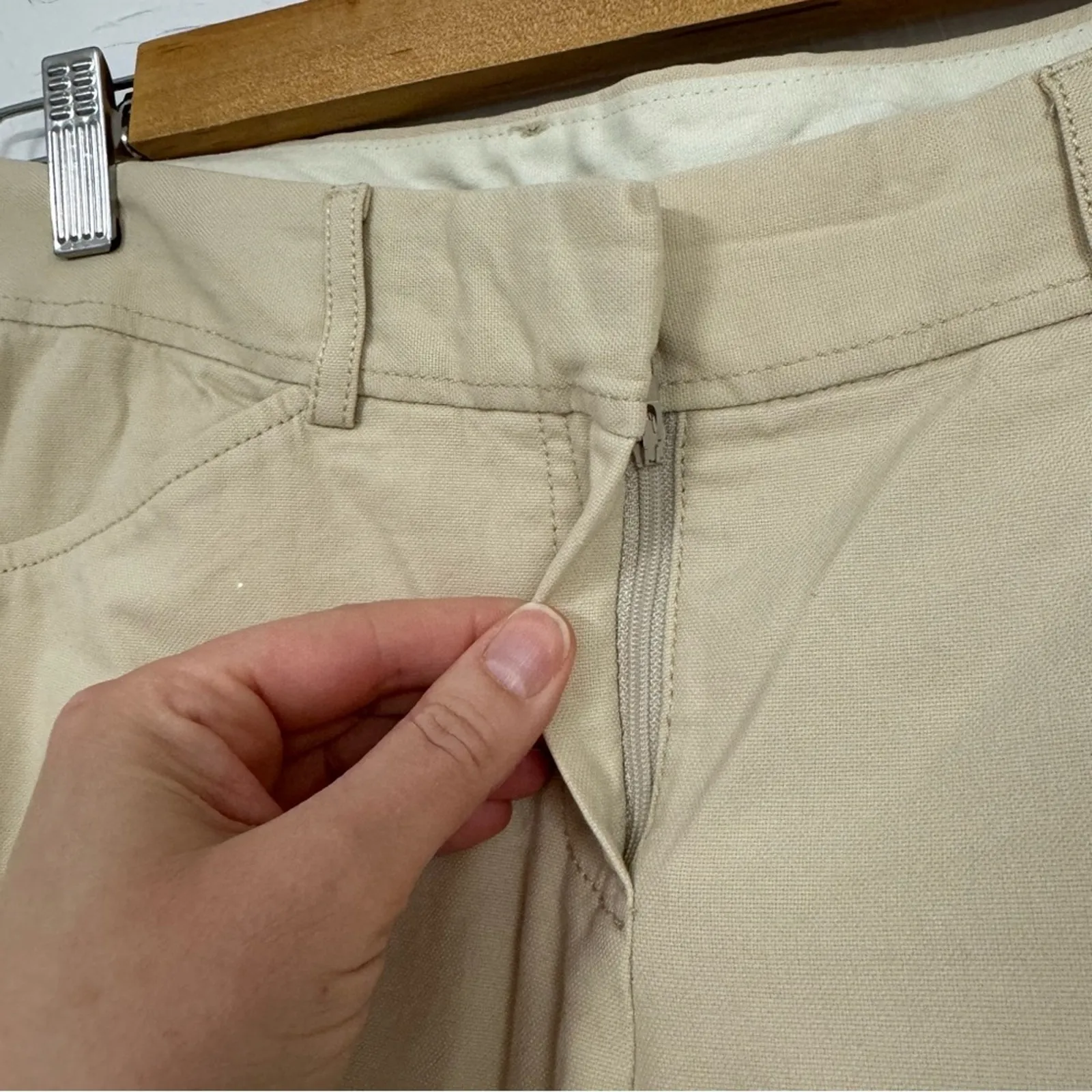 Theory Tan Low Rise Straight Leg Womens Trouser Dress Pants 0 Preppy Academia - Image 5