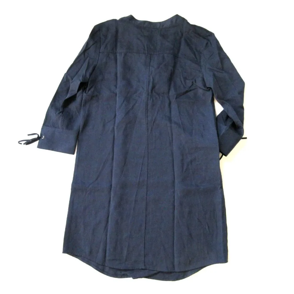 NWT Theory Jullitah in Spring Navy Lightweight Tencel Lace-up Shirt Dress 4 - Image 6