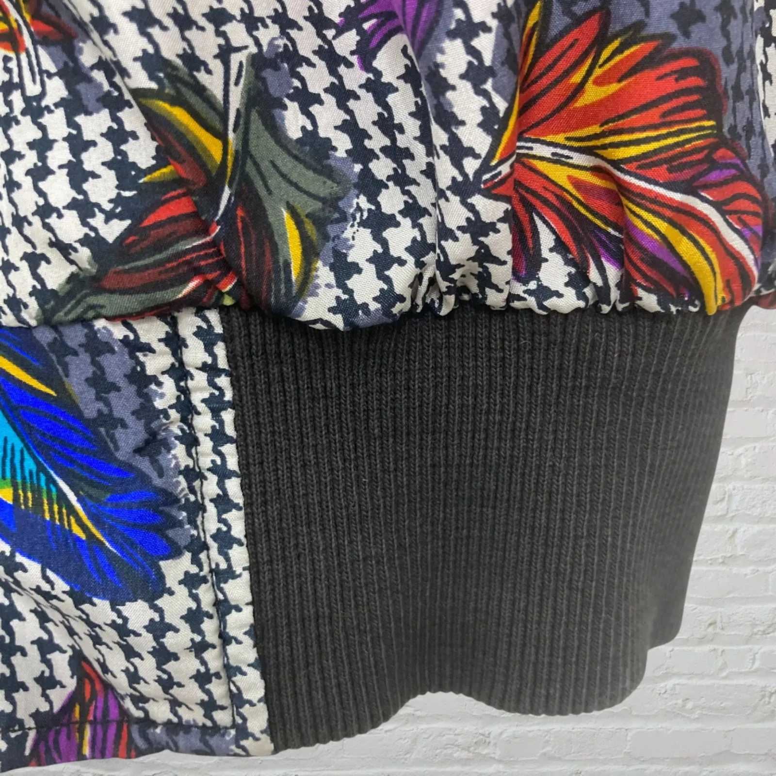 Carol Horn Vintage 100% Silk Feather Print Bomber Jacket M Retro Artwear Black Size M - Image 11