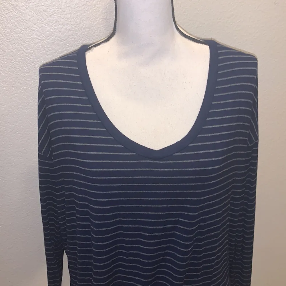 American Eagle  soft & sexy blue striped long sleeve top - Image 2