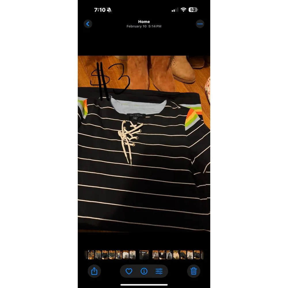 Tommy Hilfiger Women’s Large Navy Blue Striped Rainbow Tie Nautical Cotton Dress - Image 3