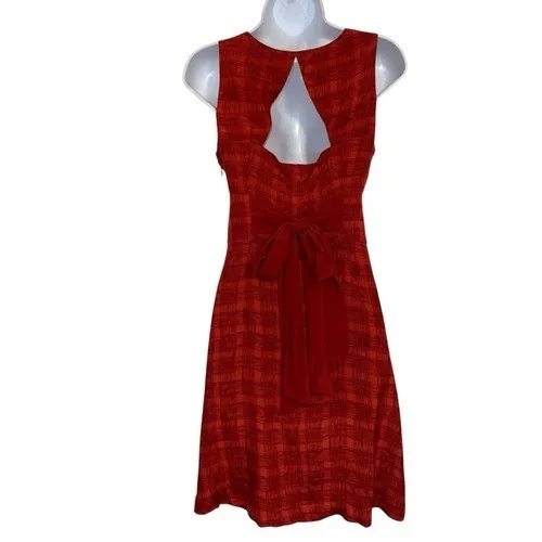 ANTHROPOLOGIE GIRLS FROM SAVOY Gogi Shades of Red Plaid‎ Silk Dress EUC Size 0 - Image 6