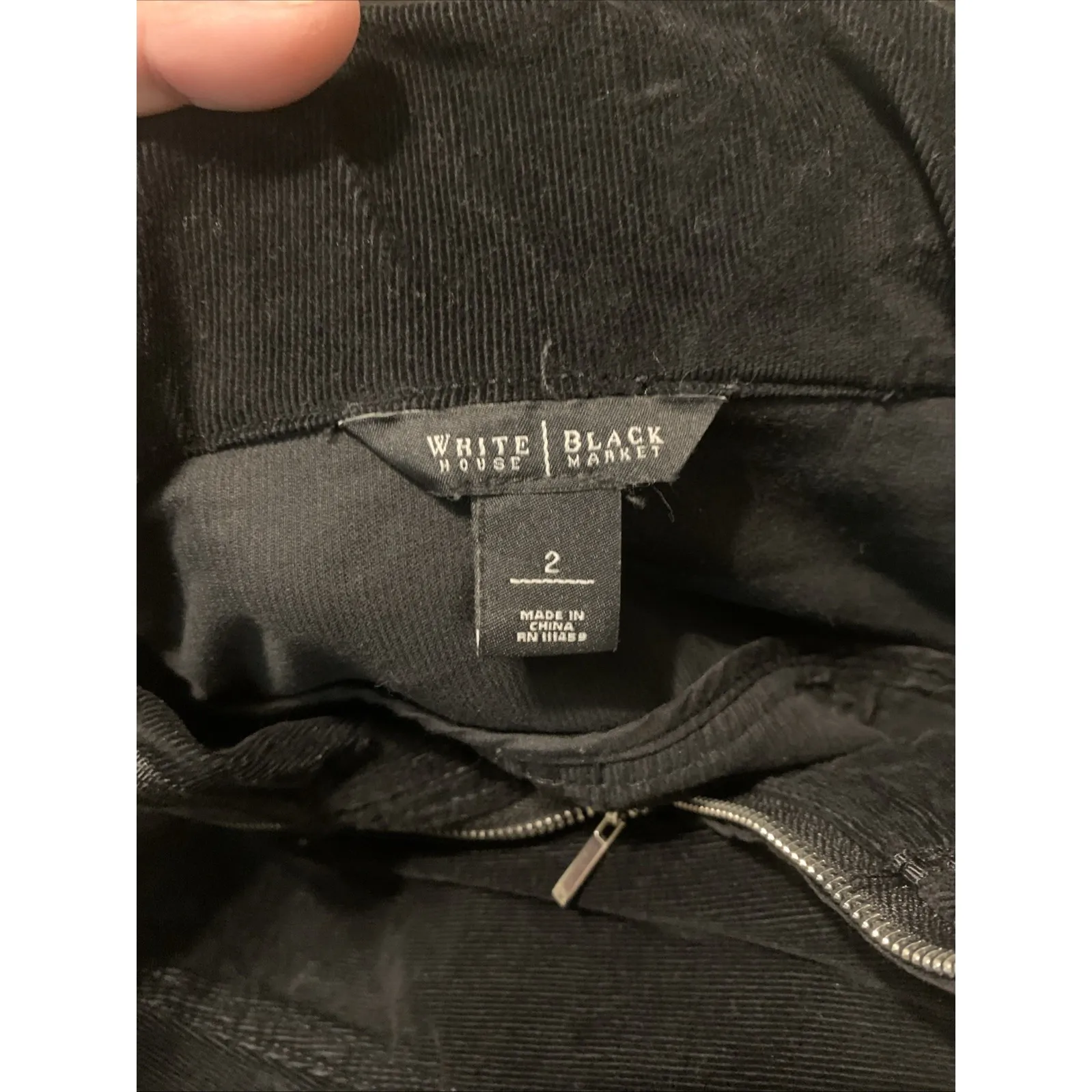 White House Black Market Black Corduroy Jacket Size 2 Ruffle Hem Zip Pockets - Image 5