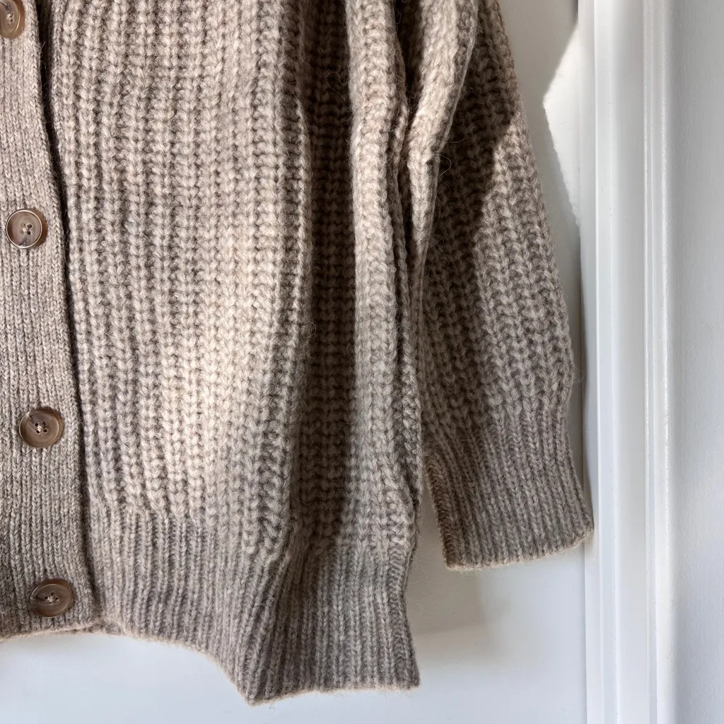Jenni Kayne Alpaca Cocoon Cardigan Oatmeal XXS Relaxed Fit Luxury Knit NWOT Brown - Image 6