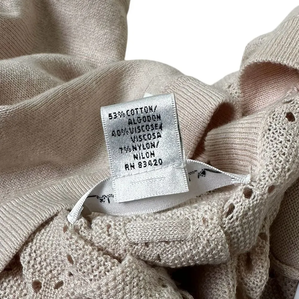 August Silk Cream & Beige Cardigan Bow Accent Women Sweater Size Medium | 4-7 - Image 4