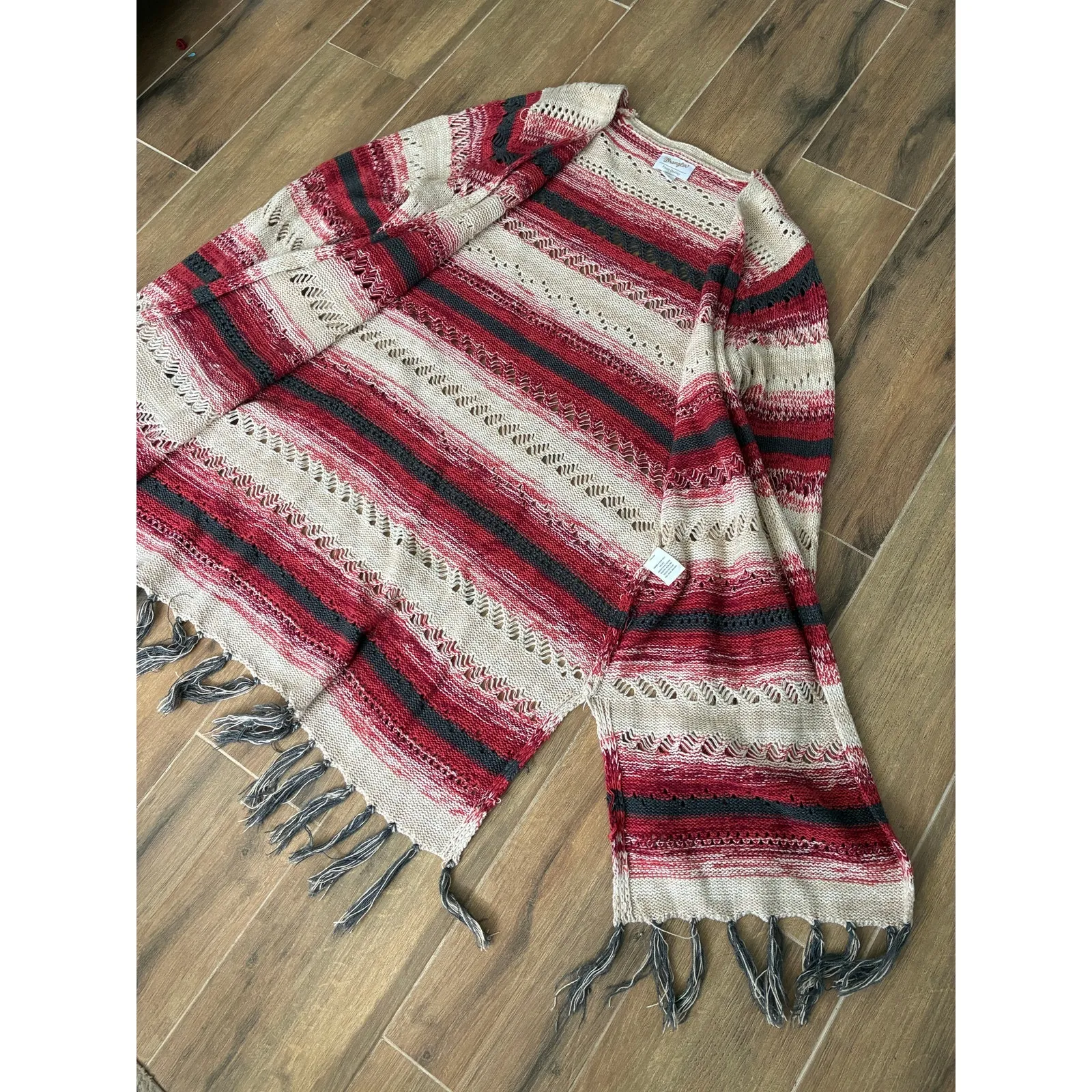 Wrangler Fringe Open Front Knit Cardigan Women's Medium - Image 6