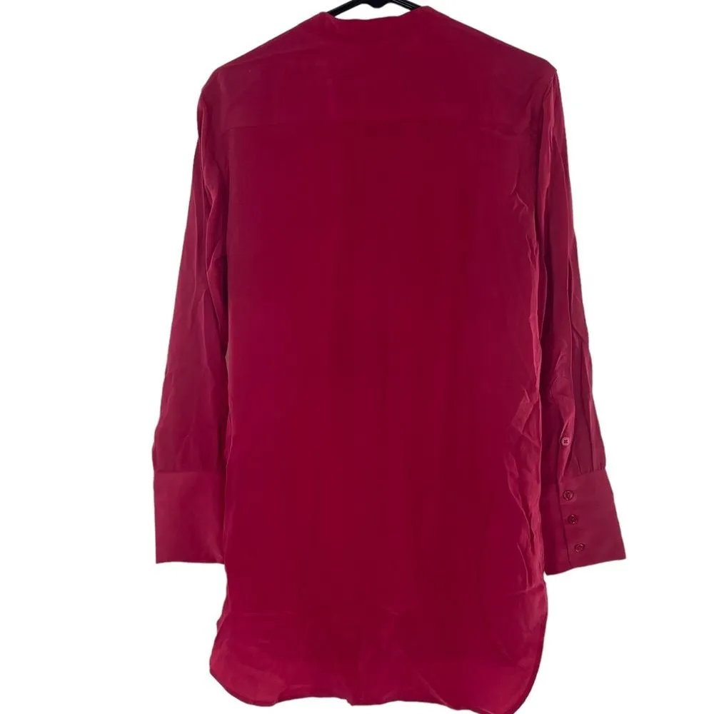 Equipment Femme Marche Collarless Long Sleeved Silk Magenta‎ Blouse Size S Long - Image 6