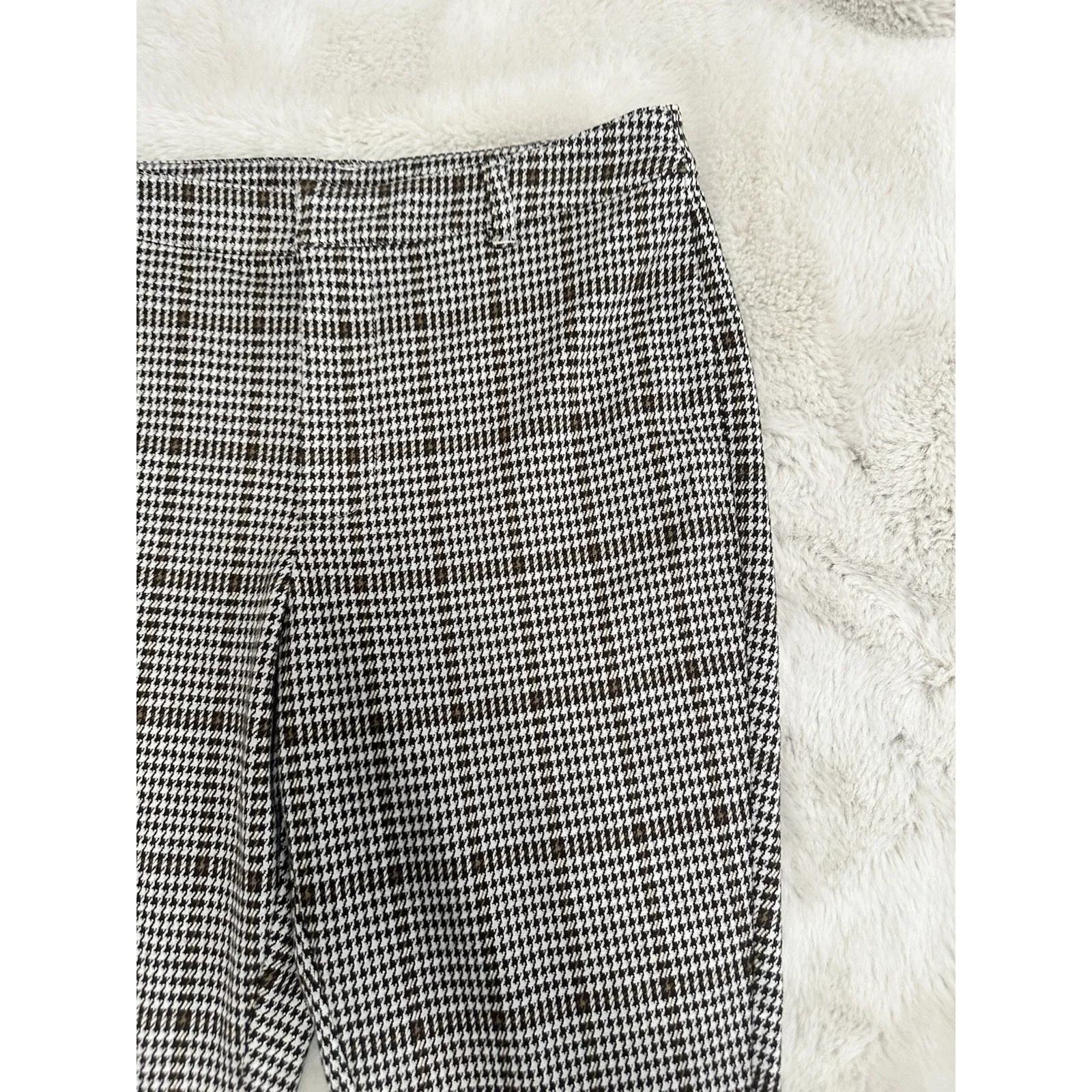 Free People Black & White Houndstooth Plaid Pants – Women's Size 12 - Image 6