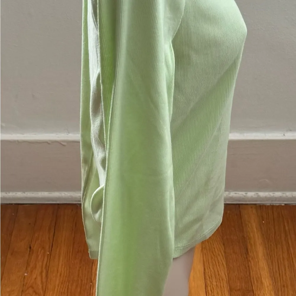 Wild Fable neon green ribbed lace trim long sleeve top, size S crewneck colorful - Image 7