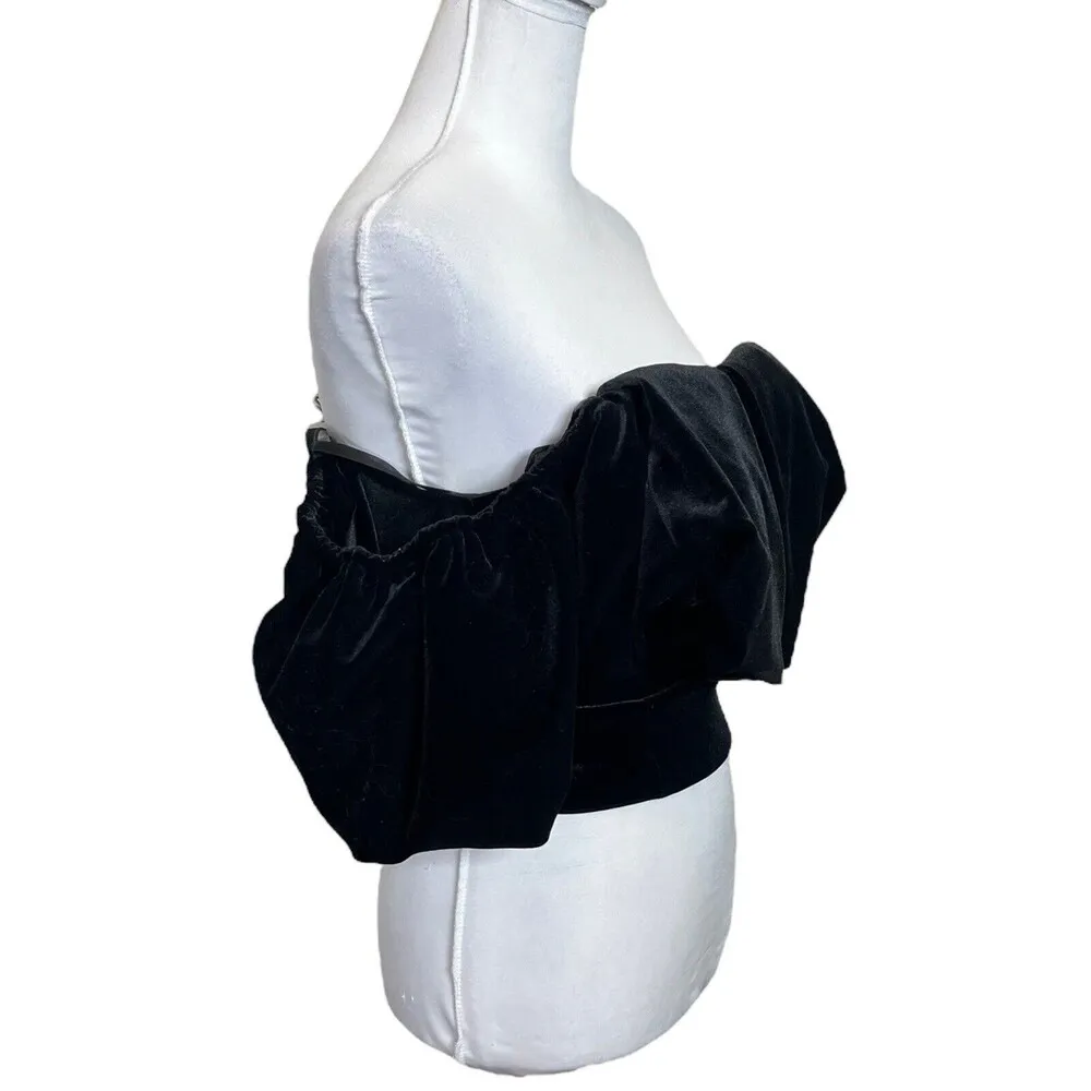 Anthropologie NWT Hutch Velvet Corset Top Women’s Size 0P Off Shoulder Black - Image 5