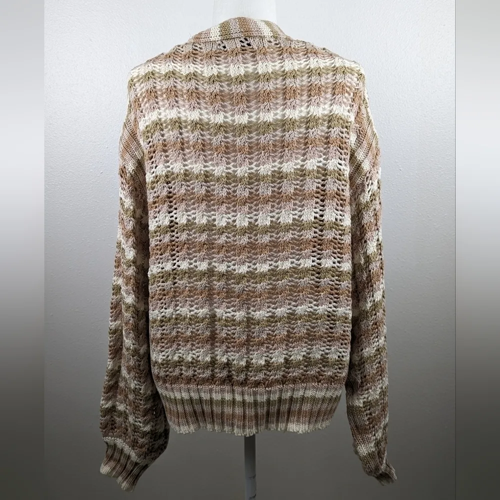 John + Jenn Julianna Stripe Cardigan Button Up Knit Sweater Size‎ Size Large - Image 11