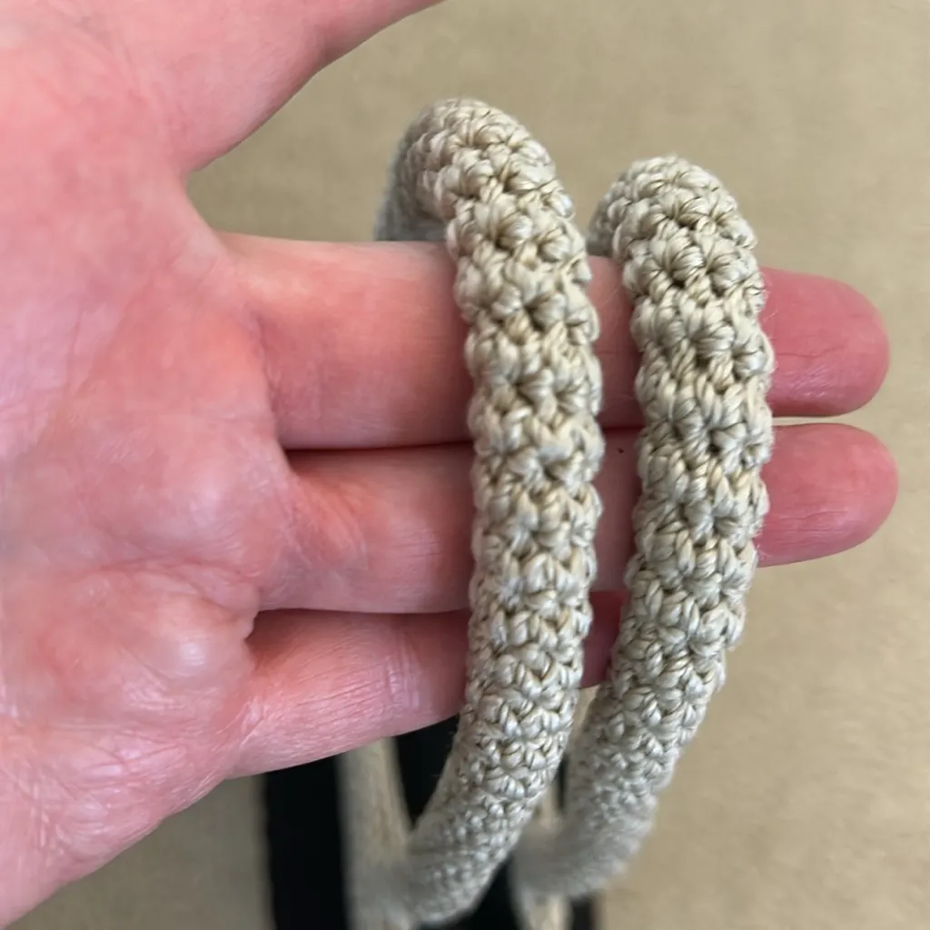 Black/Tan Crocheted Handbag With Enameled Bug Black - Image 9