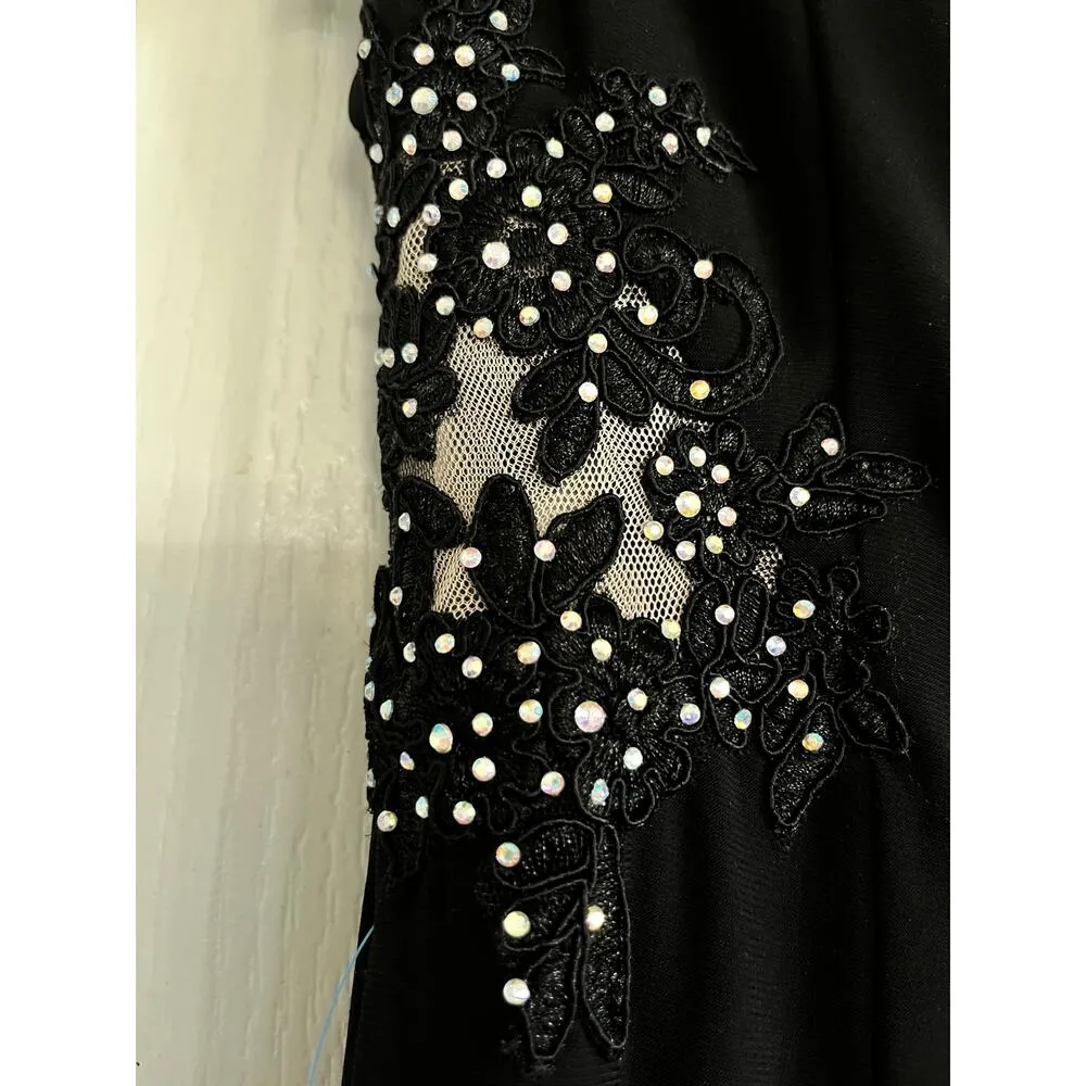 Prom Formal Black off the shoulder rhinestone Womens gown size 1 Long - Image 4