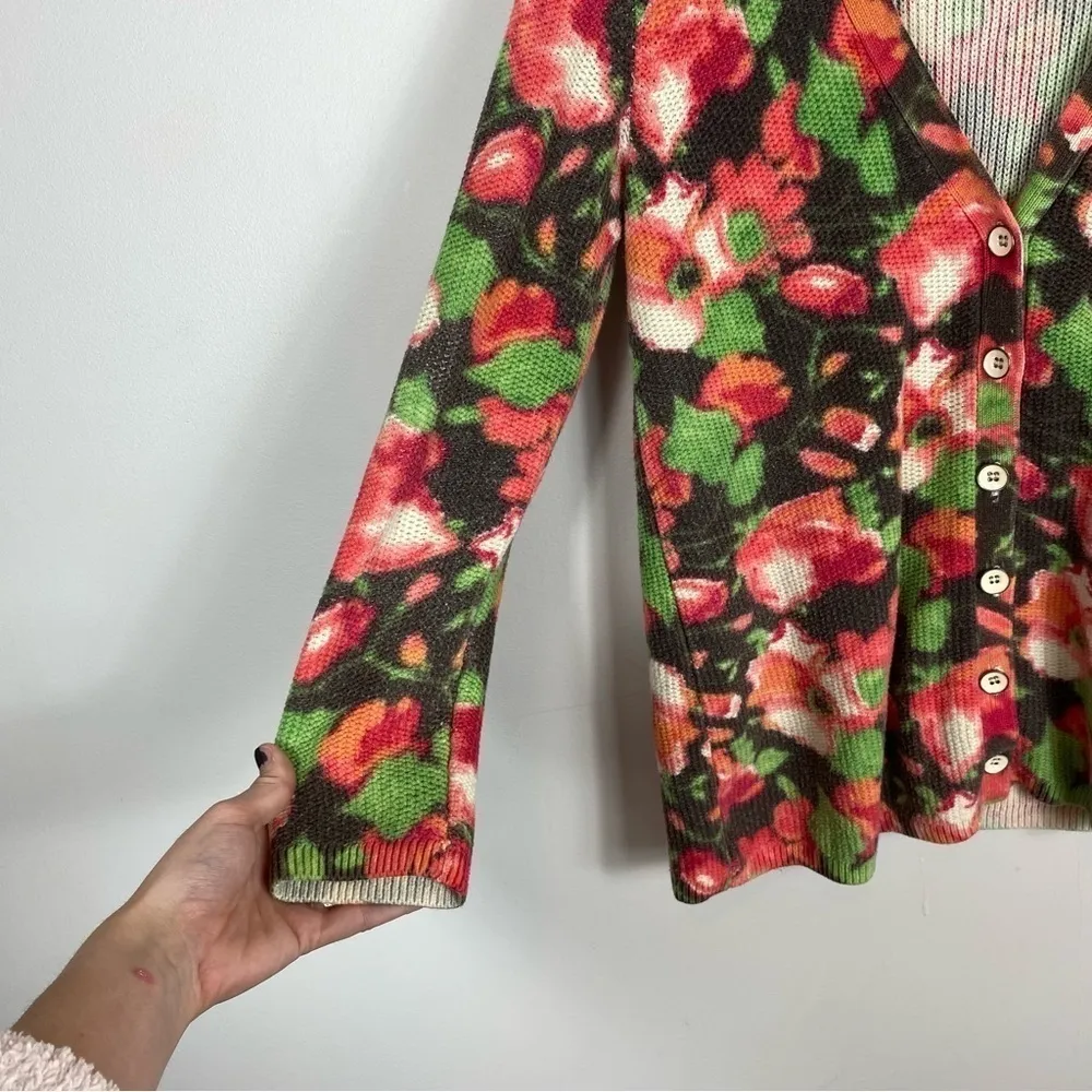J. Jill Thick Knit Floral Button Front Cardigan - Image 2