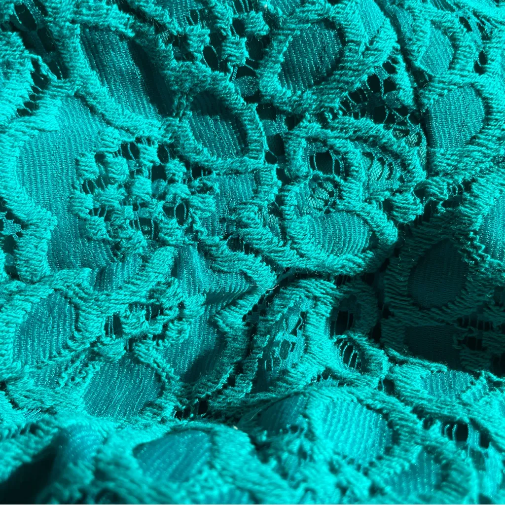 City Studio Fit & Flare Turquoise Lace Dress - Image 4