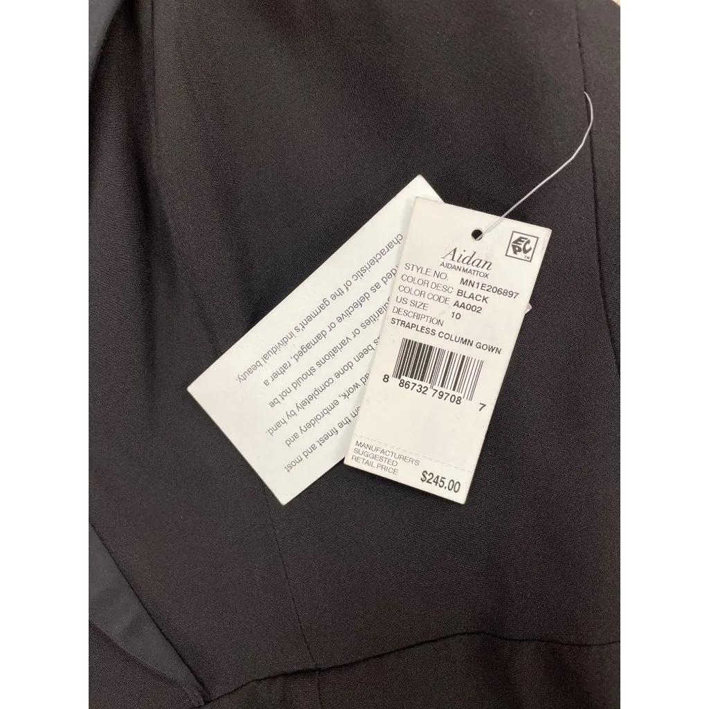 Aidan Mattox Women's Long Black Dress with Side Slit Size 10 NWT SKU 1370 - Image 3