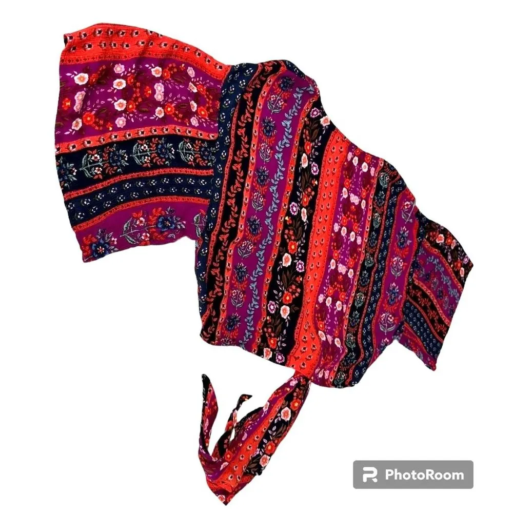 Patrons Of Peace Cropped Kimono Top Small  FLoral Front Ties Flare Sleev… - Image 3