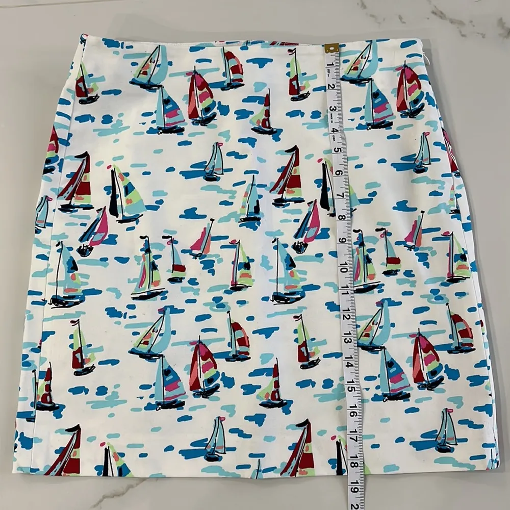 Talbots Womens Nautical/Sailboat Print Skirt Sz 6P - Image 8