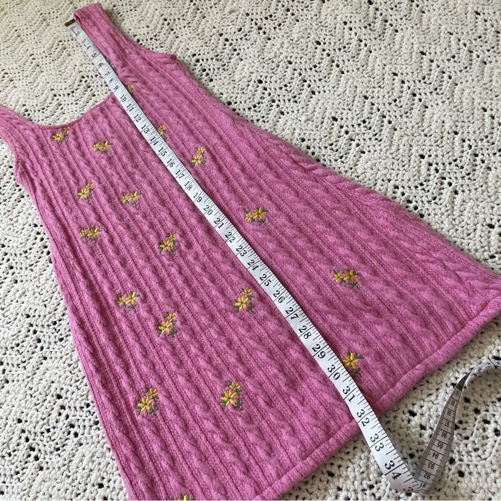 Zara Embroidered Floral Knit Tank Mini Dress Barbie Pink Bloggers Favorite (S) - Image 6